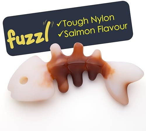 Fuzzl Robustes Hundespielzeug aus Nylon - Fischform mit Lachsgeschmack