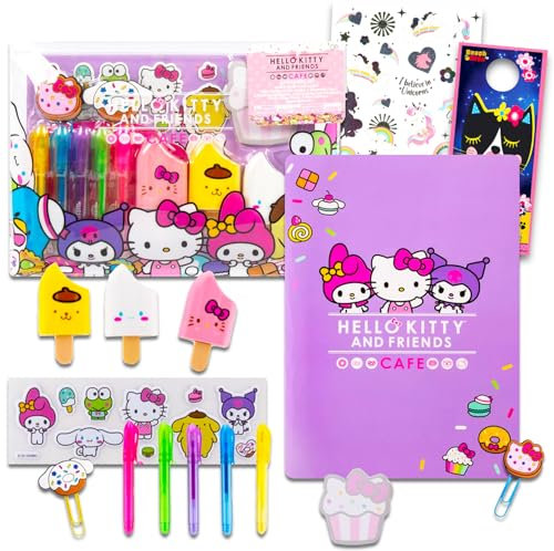 Hello Kitty Stationery Set for Kids - Sanrio School Supplies Bundle with Utility Case, Notebook, Pens, Stickers, Highlighters, More | Sanrio Activity Kit for Girls