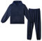 LACOFIA Pigiami in Pile Due Pezzi da Uomo Pigiama Set Invernale con Cappuccio Abbigliamento Caldo da Notte a Maniche Lunghe Adulto Pigiama di Coppia Blu Marino L