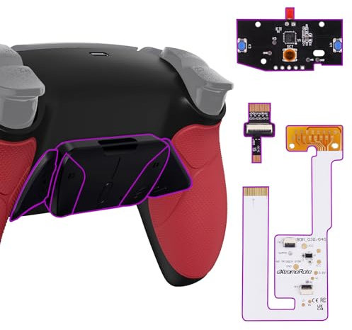 eXtremeRate Rise4 V3 Remap Kit Programmabile per ps5 Controller BDM-030/040/050,4 Tasti Posteriori Palette Back Button Paddles Cover Grip Gommato per ps5 Joystick-Senza Controller-Nero&Rosso