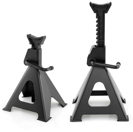 HOMFME 2 PCS Axle Stands, Heavy Duty Metal Ratchet Jack Stands Pair with Adjustable Height, Handle Lock, Vehicle Car Support Lifting Stand Set for Garage Workshop Home (6 Ton, Black)