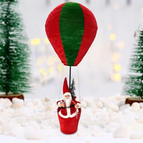BAKAJI Mongolfiera di Babbo Natale con Rivestimento in Tessuto, Decorazione Addobbo Natalizio, Oggettistica Natalizia Decorativa Design retrò, Ornamento Casa per FESTIVITÀ