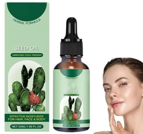 Olio di semi di fico d'India idratante per la pelle, olio di semi di fico d'India, olio di fico d'India biologico per viso, pelle secca e idratante per il corpo (1 pezzi)