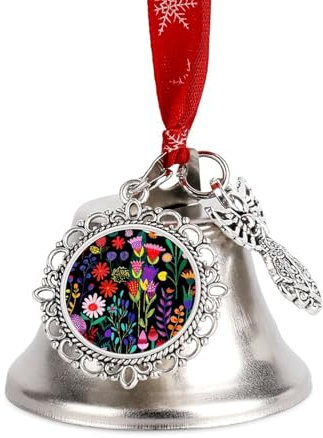 Weihnachtsglocken, dekorative Glocken, Reben und Wildblumen, gespritzte Weihnachtsbaumglocken, Ornament, Metall, Glöckchen für Weihnachten, Urlaub, Dekoration, Metall, für drinnen und draußen,