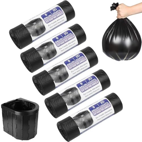 Biodegradable Bin Bags, 100PCS Black Bin Bags, 30L Small Bin Liner, Biodegradable Food Waste Bag, Kitchen Food Waste Bin Bags for Living Room Office Kitchen Bathroom Camping Outdoor