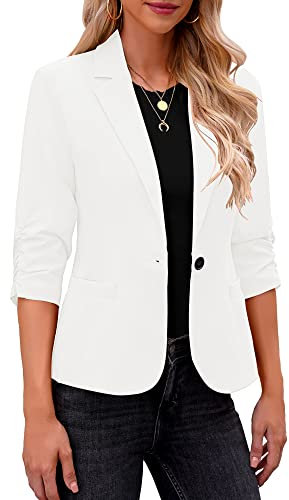 Roskiky Blazer Damen Elegant Damen Jacke Dressy 3/31 Ärmel Blazer S
