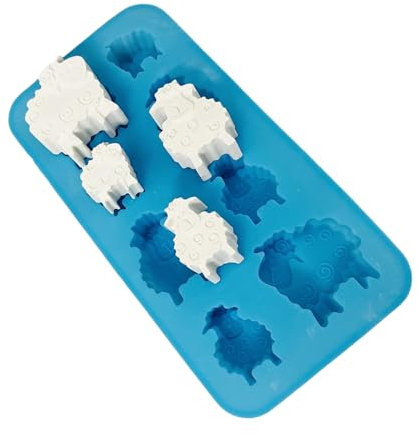 SkyPOOU Silikonformen mit 8 Mulden, Schaf, Tierform, Formen für Schokolade, Eis, Gebäck, Kuchen, Seife, Weihnachten, Ostern, Dekoration