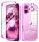 seacosmo Cover per iPhone 16, [9H HD] con Vetro Temperato Integrato Schermo, Pellicola Fotocamera, 360 Gradi Antiurto Protezione Fronte Retro Rugged Custodia Slim Doppia Faccia Case - Rosa