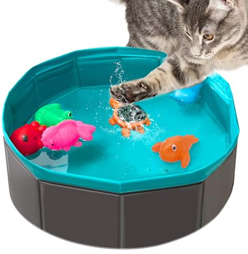 Juguete de piscina para gatos, juguetes de agua para gatos, los mejores juguetes para gatos aburridos de interior, juguetes de caza para gatos de interior, tapete de juego portátil para gatos, piscina