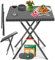 KESSER® Balkontisch klappbar | Wetterfest/UV-beständig Balkonmöbel | Beschichteter Stahl & Rattan-Optik | Outdoor Gartentisch | Gartenmöbel mit 6 Filz-Untersetzer | Bistrotisch bis zu 100 kg belastbar