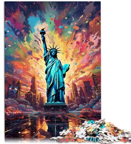Puzzle für Erwachsene, 1000 Teile, Muster der Freiheitsstatue, zum Stressabbau, zum Zeitvertreib zu Hause,38x52cm, für Teenager ab 14 Jahren