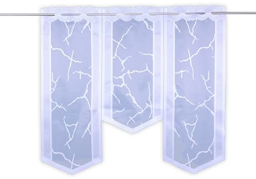 Clever-Kauf-24 Bistrogardine in Flächenvorhang Optik Jacquard abstrakt weiß BxH 90x80cm Schiebegardine 55724-0101