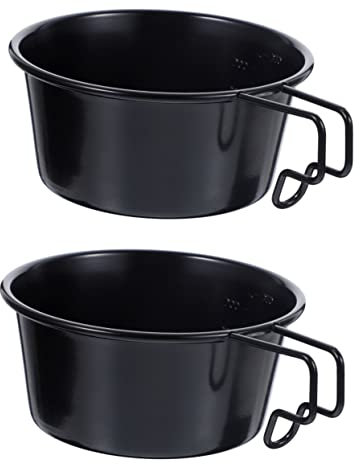 TOYANDONA 2 Pièces Saladier inox poignée Léger ustensiles de cuisine de camping salade réutilisable couverts de table assiette creuse bol en acier inoxydable bols de camping avec anse Noir