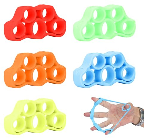 Funalix Fingertrainer,5 Stück Silikon Fingerstärken,Handgriffverstärker,für Muskeltraining,Krafttraining,Stressabbau,Klettern und Wiederherstellung von Verletzungen