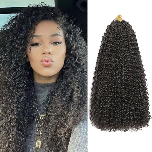 VEELTRAS 8 Packs Micro Kinky Curly Crochet Hair, Pre Lopped Hair,4# | 16 Inch Curly Twist Crochet Hair Passion Twist Hair Synthetic Loose Wavy Hair Extensions for Black Women