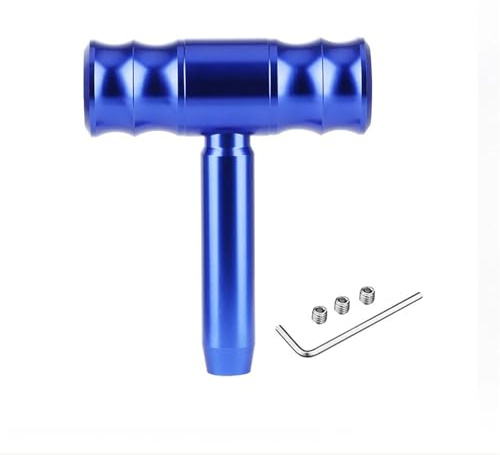 Zingoi Universal Auto T Form Flugzeug Joystick Schaltknauf 114mm Aluminium Legierung Schalthebel Stick Hebel Kopf(Blau)