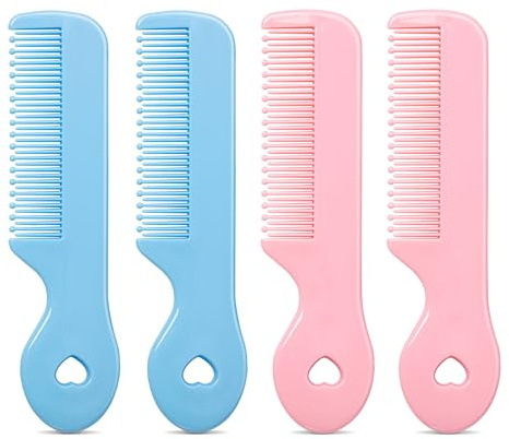 MEGAVOW 4 Stück Haarbürste mit Weichen Zähnchen, Klein Detangler Bürste, Süßer Kamm Set für Nasses, Trockenes Haar, Geschenk für Mädchen Junge