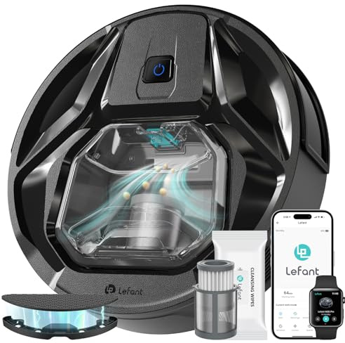 Lefant Aspirateur Robot M320, 6000Pa d'Aspiration, Évitement Précis des Obstacles, Détection de Tapis, Zones Interdites, Idéal pour Les Poils d'animaux, Cheveux et Sols Durs Tapis, Contrôle App/Alexa