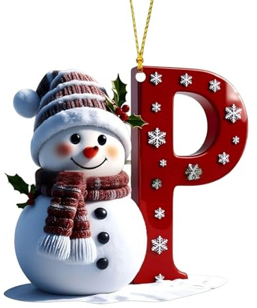 Personalized Acrylic Letter Snowman Christmas Ornaments - 26 Alphabet Tree Decorations, Prepare for Family Friends Teacher (1, P)
