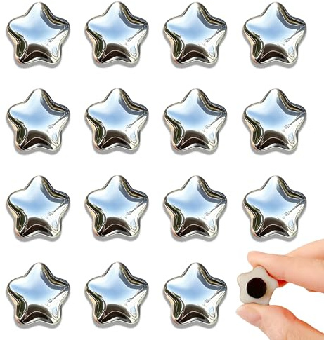 Tandarui Fridge Magnets,15Pcs Silver Star Magnets Refrigerator Decorative | 15 Pcs Strong Magnets Fridge 0.73in Small Star Cute Decorative Magnet Set for Home Kitchen Office Whiteboard Locker