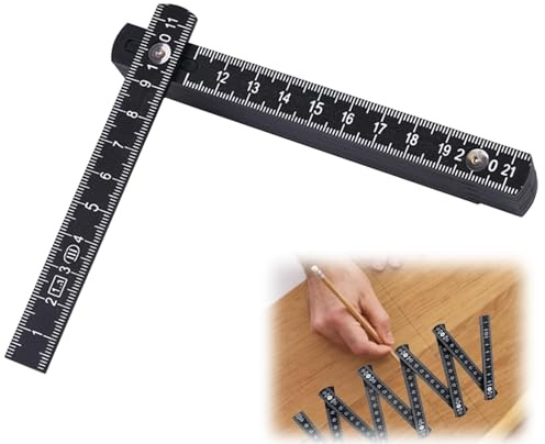 Zollstock Schwarz, Zollstock 1m Aus Kunststoff GliedermaßStab, Zollstock GliedermaßStab mit 10 Glieder Metrisch für Alle Heimwerker, Haus, Hobby, Werkstatt
