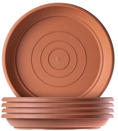 KADAX Lot de 5 soucoupes de pot de fleurs, rondes, diamètre : 25 cm, en plastique, pour l'intérieur et l'extérieur, accessoires pour pots de fleurs et pots de plantes, terre cuite
