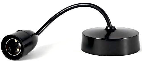 HARPER LIVING B22 Ceiling Pendant Light Fitting, 6 Inch (150mm) Black Plastic Lamp Holder, DIY Pendant Light Base for Kitchen Island Living Room Bedroom Dining Room, Indoor Lighting Fixture