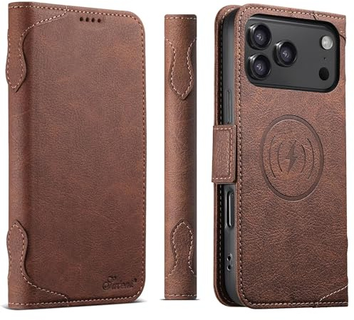 Wigento Klapphülle für Apple iPhone 17 Pro Max, kompatibel mit MagSafe, Wallet Funktion, Standfunktion, stoßfest, Kunstleder Handyhülle (Braun)