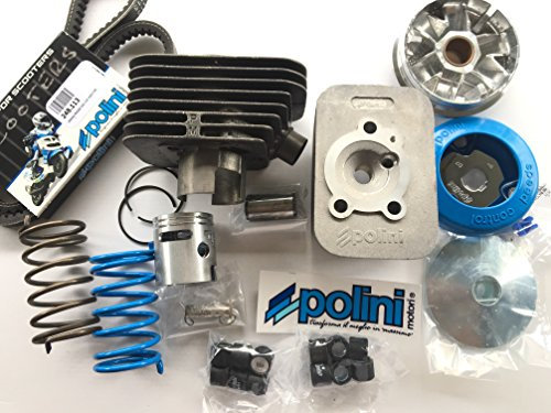 KIT COMPLETO POLINI MOTORI PER CIAO COMPOSTO DA GRUPPO TERMICO SP. 10 D. 43 TESTATA MOTORE KIT VARIATORE COPPIA MOLLE DI CONTRASTO E CINGHIA VARIATORE