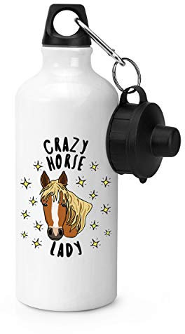 Gift Base Crazy Horse Lady Stars Sports Bottle Water Gym 600ml White