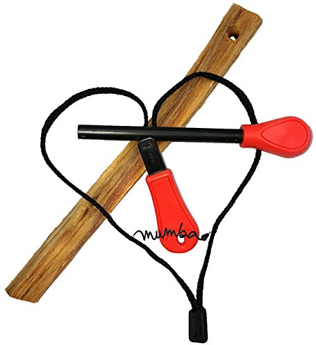 mumba® Magnesium Feuerstarter Anzünder Kienspan Set orange Feuerstahl Zündstein Ferrocerium Outdoor (Outdoor Set C)