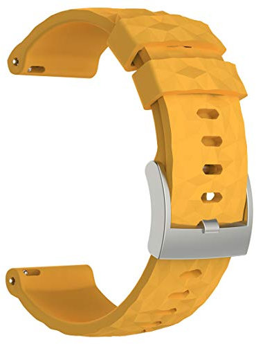 AWADUO Ersatz Silikon Handgelenk Band Strap für Suunto Spartan Sport Wrist HR Baro und Suunto 9 Baro, Weich und Langlebig(Silicone Yellow)