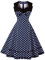 AXOE Damen Polka Dots 60er Jahre Kleid Rockabilly Armellos Navy Gr.44, XXL