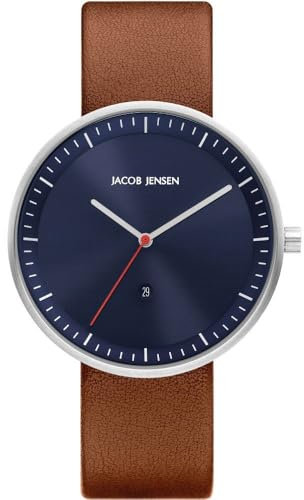 Jacob Jensen Herren Analog Quarz Uhr mit Leder Armband JJ276