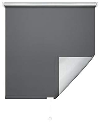 JalousieCrew Verdunkelungsrollo Springrollo Mittelzugrollo Schnapprollo Classic Rollo Dunkel Grau - 60-180 cm Länge 180 cm und 230 cm Blickdicht Blickschutz (130 x 180 cm)