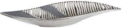 Dreamlight Moderne Dekoschale Obstschale aus Keramik Silber/anthrazit Länge 41,5 cm Breite 14 cm