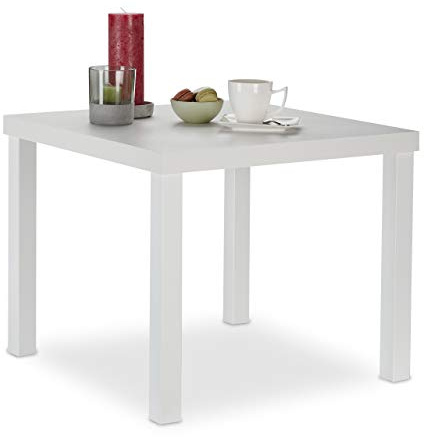 Relaxdays Beistelltisch weiß, Wohn- & Kinderzimmer, Couchtisch quadratisch, modernes Design, HBT: 45 x 55 x 55 cm, white