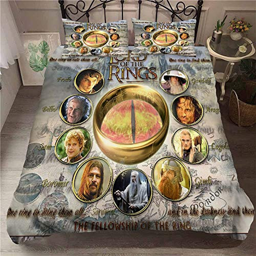 Bettwäscheset Herr Der Ringe Drucken Bettbezug Und Kissenbezüge 50x75cm 2/3 Stück Fashion Home Bedding (135 x 200 cm,Stil 03)
