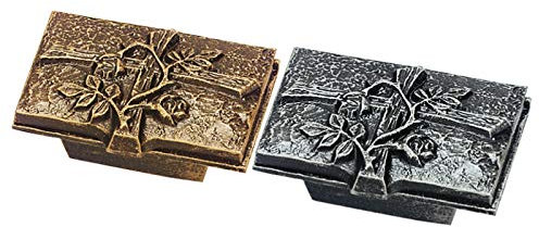 Henecka -Grabschmuck- Weihwasserbecken -Rose & Tatzenkreuz- wählbar in Bronze pat. & Aluminium pat.; mit oder ohne Sockel (Weihwasserbecken Bronze pat.)