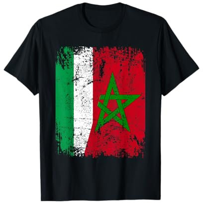 MAROCCO ITALIA Bandiera Amicizia ITALIANA MAROCCO Maglietta