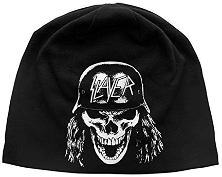 Slayer Mütze Beanie Soldier Skull Band Logo Nue offiziell Schwarz Jersey Print One Size