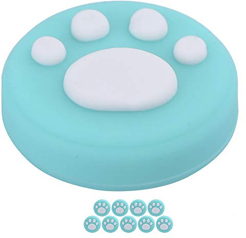 Cat Claw Daumengriffe Abdeckung Abdeckung aus weichem Silikonmaterial für Controller 10-teilige Joystick-Wippkappe Universal für & Lite(Weiße Pfote auf Grün)