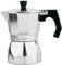 Cafetera de aluminio italiana de 16 cm de alto y 10 cm de diámetro y con capacidad para 6 tazas. Recipiente para hacer cafe con capacidad de 6 tazas y de aluminio.