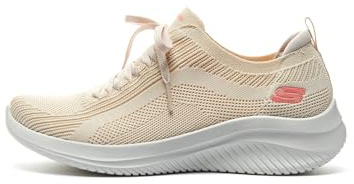 Skechers Ultra Flex 3.0 Big P Damen,Frauen Sneaker,Halbschuhe,Sportschuhe,Schnürschuhe,atmungsaktiv,Wechselfußbett,Women's,Beige,37 EU / 4 UK
