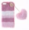 Plush Protective for iPhone 7 Plus Fur Bunny Furry Phone Cover iPhone 8 Plus 5.5 Plush Case Skin Cover Cute Soft Warm Fluffy Case Love Pendant for Women Girls Shell Splicing Pink Furry Fluffy Cases