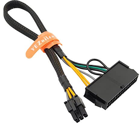 YEZriler 24 Pin to 6 Pin ATX PSU Power Adapter Sleeved Cable for Dell Motherboard with 6 Pin Port 13-inch(33cm)