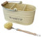 Cornish Cream Colour Kitchen Sink Enamel Washing up Sink Tidy with Wooden Handled Brush | Caddy | Organiser | Accessories | Utensil Holder