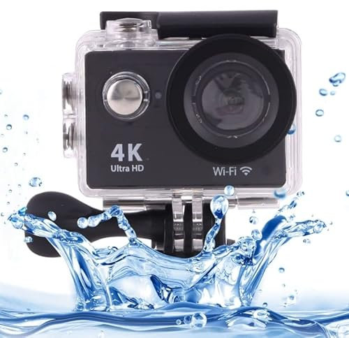 Action Camera 4K Ultra HD 1080P 12MP 2 inch LCD Screen WiFi Sports Camera, 170 Degrees Wide Angle Lens, 30m Waterproof, Remote Control, Rechargeable Batteries and Accessories Kit (Black)
