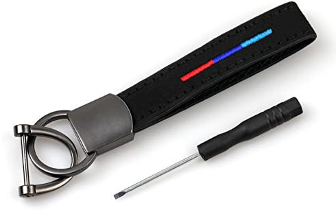 OYDDL Universal Auto Schlüsselbund Leder Schlüsselanhänger Kompatibel mit E60 E70 E90 F10 F15 F16 F25 F26 F30 F31 F32 F33 F34 G01 G02 G05 G20 G30 Metall Emblem Abzeichen