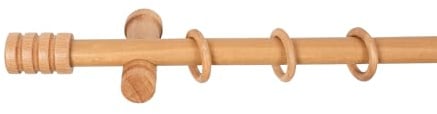 SN Deco - Stilgarnitur Gardinenstange Vorhangstange Pisa, Holz, moderner Träger, 28 mm, 1-Lauf, Komplettset mit Ringen, 160 cm (Eiche)